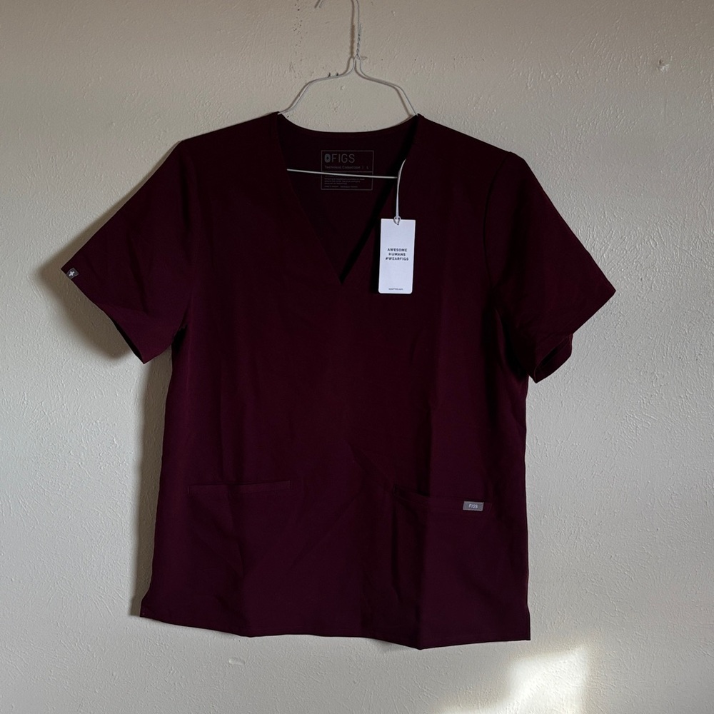 NWT Burgundy FIGS Scrub Top